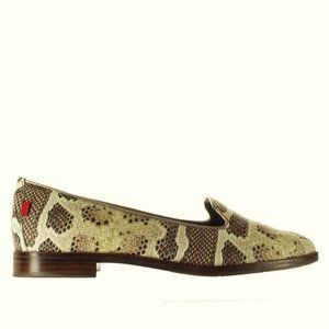 Marc Joseph Cream and Brown Snakeskin-Print Leather Loafers